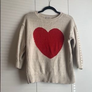 Red love heart knit sweater